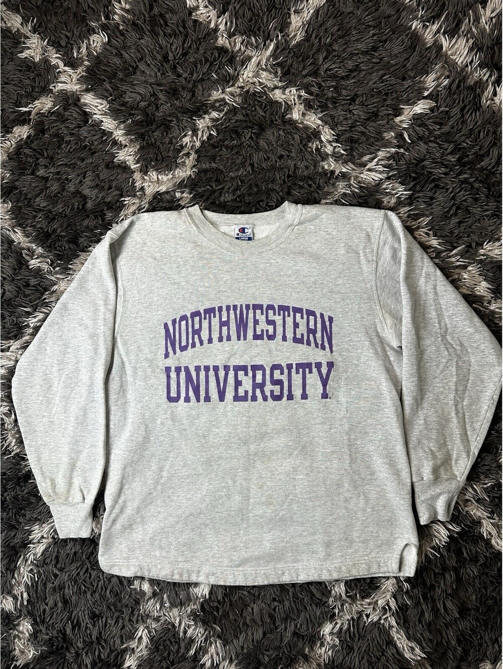 Vintage 90s Champion Northwestern University Sweatshirt Mens L Grey Crewneck